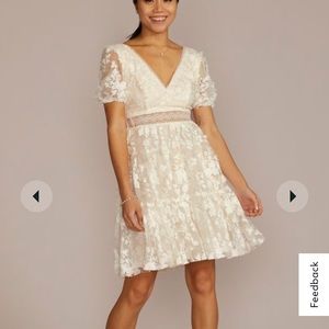 3d floral lace v-neck short dress
